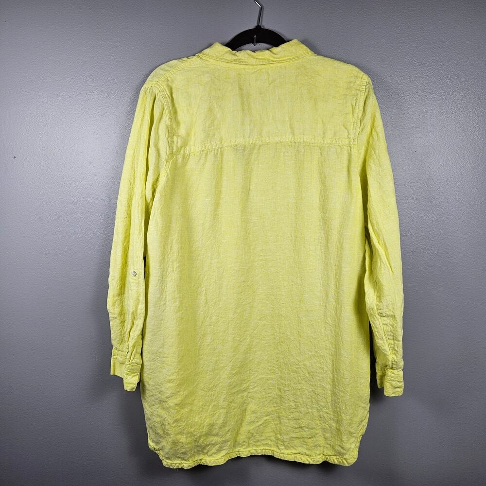 Sigrid Olsen Yellow 100% Linen Button Front Shirt… - image 2